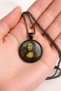 Mona Lisa Printed Black Metal Chain Necklace Unisex 60 cm Art Themed - 4