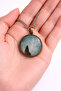 Unisex Wolf Full Moon Themed Round Pendant Silver Color Chain 60 cm - 3