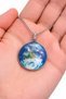Unisex Silver Color Chain Necklace with Blue Planet Pattern Metal End 60 cm - 3