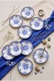 طبق شاي فاخر باللون الأزرق الكوبالت العتيق لـ 6 أشخاص