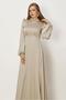 Stone Embroidered Satin Evening Dress 50559 - 3