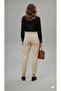 Beige High Waist Ultra Stretchy Lycra Carrot Pants - 5