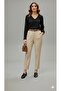 Beige High Waist Ultra Stretchy Lycra Carrot Pants - 3