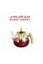 800ML Glass Teapot with Infuser, Heat Resistant Tea Kettle with Golden Handle & Lid - 3