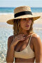 Straw Beige Hat with Flat Top and Black Band Panama Style Hsr2132 - 3