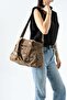 Washable Leather Multi-Compartment, Shoulder and Arm Bag Brown Model: (571-14-18F) - 3