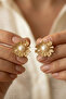Women's Gold Sparkling Pearl Model Vintage Earrings - 2
