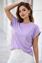 Women's Lilac Cotton Double Sleeve Detailed Comfortable Fit T-Shirt - 2