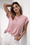 Women's Dusty Rose Cotton Double Sleeve Detailed Comfortable Fit T-Shirt - 2