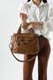 Washable Leather Multi-Compartment Cross Shoulder Bag Brown Model: (571-14-12U)