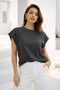 Women's Anthracite Cotton Double Sleeve Detailed Comfortable Fit T-Shirt - 3