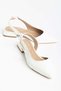 Women's Short Heeled Shoes White Side Open Heeled Narrow Fit