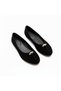Black Suede Women's Casual Ballerinas with Gold Accessory Detail
