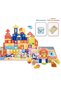 Wooden building block toy set, consisting of 122pcs of colorful urban architecture - 2