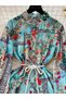Vintage Floral Print Long Sleeve Ruffle Mini Dress - 3