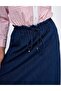 Denim Skirt with Elastic Waist Dark Navy Blue - 4