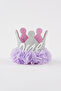 One Written 1 Year Old Funnel Elastic Birthday Glitter Party Hat Crown (Silver-Lilac)