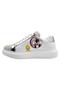Women's vegan leather white sneakers - warner bros tweety sylvester puddy tat design - 6