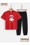 Duck with Glasses Printed Top and Bottom Tracksuit/T-Shirt Children's Two-Piece Set (Tracksuit with Pockets)