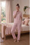 Candy Stripe Crew Neck Short Sleeve Women's Pajama Set