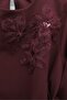 Organza Floral Tulle Skirted Crepe Double Set - Burgundy - 3