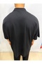 Black Front Pocket Plus Size Oversized Polo Collar Short Sleeve - 4