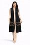 Women's Middle-Aged Patterned Comfortable Fit Flounced Combed Cotton Mother Long Vest 4328 - 3