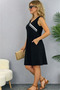 Women's Drawstring Waist V-Neck Strap Mini Two-Thread Viscose Dress - 3