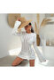 Women's Backless Spanish Sleeve Cotton Mini Knitwear Beach Dress - 7