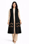 Women's Middle-Aged Patterned Comfortable Fit Flounced Combed Cotton Mother Long Vest 4328