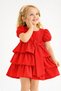 Girls' Red Layered Ruffle Dress – Short Sleeve Stylish Design Party and Special Occasion Dress 🎀 - 2