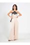 031649 Wide Pleated Satin Trousers Beige - 3