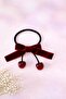 Premium Quality Velvet Bow Rubber Buckle with Cherry Tassel - 3