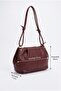 Women's Burgundy Color Single Compartment Leather Look Shoulder Bag Stylish and Suitable for Daily Use - 4