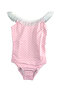 Rigmor - White Mesh Collar Detailed Retro Style Polka Dot Girls' Swimsuit by Nessi Byrd