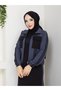 Women's 2-Piece Set Long Dress and Jacket with Pockets Two Yarns Cotton Stylish Sporty N-05479 _ Black-Gray