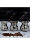 Gaziantep Style Handmade Carved Embroidered Pewter Copper Coffee Pot for 2-3 People - 4
