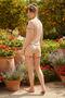 Nude Floral Patterned Lace Ribbed Camisole and Knitted Shorts Pajama Set 26120052 - 3