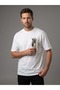 Unisex White Oversize T-Shirt with Horse Print on the Back and 3D Tassel Detail - 3
