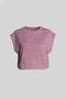 Crew Neck Short Sleeve T-Shirt with Ribbed Hem - 6