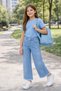 26904-26 Girls' Denim Trousers with Stone Bow Detail and Tasseled Legs, Comfortable Fit, Casual Jeans