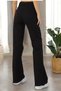 Women's Black Stretchy Lycra Wide Leg High Waist Denim Trousers - 3