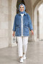 Women's Stone Embellished Pocket Denim Blue Jacket - 4