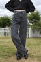 Women's Smoked Stretchy Lycra Wide Leg Denim Trousers High Waist Jeans - 3