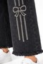 26904-26 Girls' Denim Trousers with Stone Bow Detail and Tasseled Legs, Comfortable Fit, Casual Jeans - 8