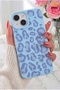 iPhone 13/14/15 Case Blue Leopard Stylishly Designed Premium Slim Soft Touch Soft Silicone Cover - 3