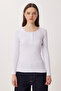 Snap Fastener Ribbed Knitted Blouse Lrn0015 White - 3