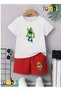 Single Green Shape Printed T-Shirt Shorts Summer Children's Set