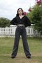 Women's Smoked Stretchy Lycra Wide Leg Denim Trousers High Waist Jeans - 2