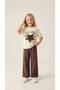 Girl's Printed T-Shirt, Striped Bottom, Sweatpants Set, Comfortable Daily Combination